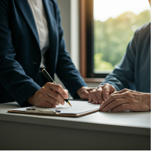 Notary signing document